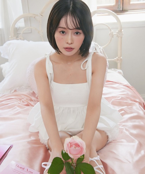Ravijour（ラヴィジュール）の「【MINAMOコラボ】 Cotty tops with cups（キャミソール・レディース・ホワイト/ブラック/ブルー・ONESIZE）」の18枚目の写真
