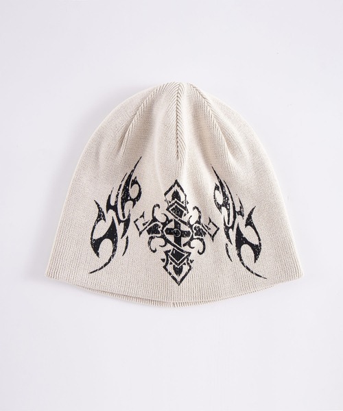 SUPPLIER(サプライヤー)の「ビーニー|Tribal Cross Beanie|SUPPLIER(ニットキャップ/ビーニー・メンズ・ブラック/ベージュ・FREE)」の1枚目の写真