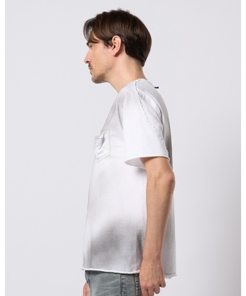 wjk(ダヴルジェイケイ)の「spray dye leather pocket-T(Tシャツ/カットソー・メンズ・ホワイト×ブラック/ホワイト×ブルー/グレイッシュベージュ/ブラック×シルバー・SMALL/MEDIUM/LARGE/X-LARGE)」の9枚目の写真