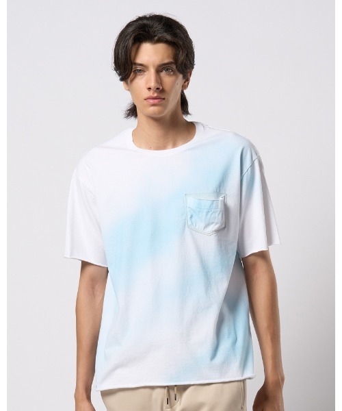 wjk(ダヴルジェイケイ)の「spray dye leather pocket-T(Tシャツ/カットソー・メンズ・ホワイト×ブラック/ホワイト×ブルー/グレイッシュベージュ/ブラック×シルバー・SMALL/MEDIUM/LARGE/X-LARGE)」の11枚目の写真