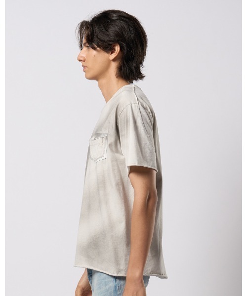 wjk(ダヴルジェイケイ)の「spray dye leather pocket-T(Tシャツ/カットソー・メンズ・ホワイト×ブラック/ホワイト×ブルー/グレイッシュベージュ/ブラック×シルバー・SMALL/MEDIUM/LARGE/X-LARGE)」の15枚目の写真
