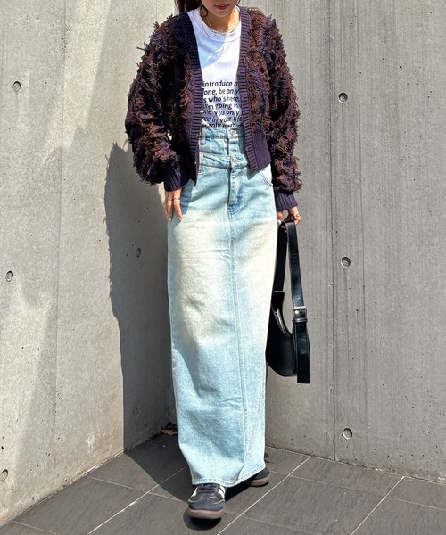 セール】【ISOOK / アイスー】MIXフリンジショートカーディガン