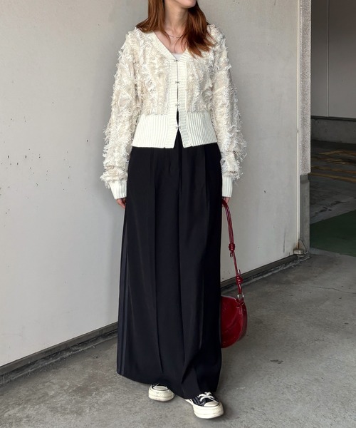 セール】【ISOOK / アイスー】MIXフリンジショートカーディガン