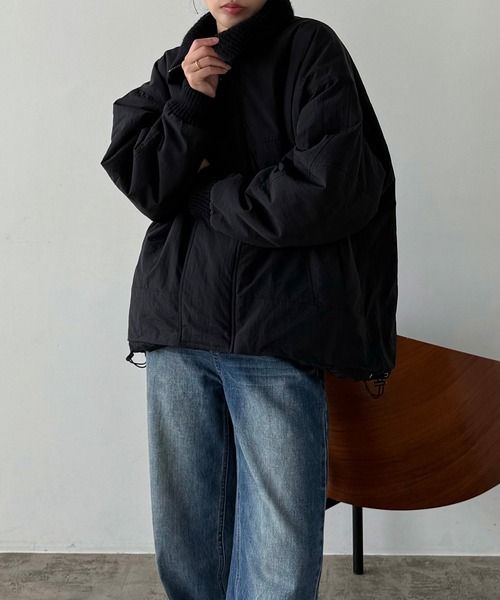 リブニットカラー中綿ジャケット（ダウンジャケット/コート