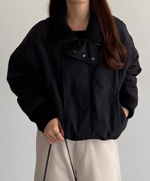 リブニットカラー中綿ジャケット（ダウンジャケット/コート