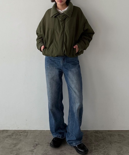 callautia リブニットカラー中綿ジャケット　M callautia（カラウティア）の「リブニットカラー中綿ジャケット