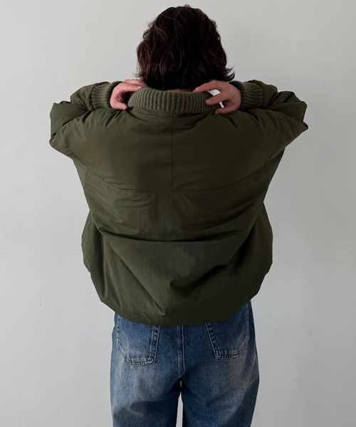 リブニットカラー中綿ジャケット（ダウンジャケット/コート