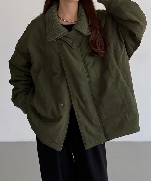 callautia（カラウティア）の「リブニットカラー中綿ジャケット