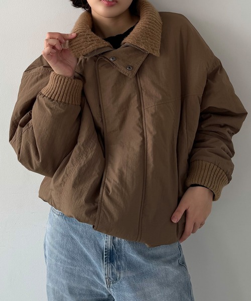 リブニットカラー中綿ジャケット（ダウンジャケット/コート