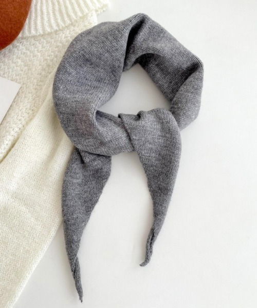 セール】ウール混 6色展開 三角ニットスカーフ（バンダナ/スカーフ