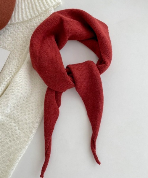 セール】ウール混 6色展開 三角ニットスカーフ（バンダナ/スカーフ