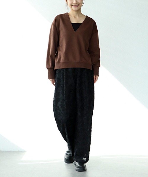 Jines(ジネス)の「カットジャガードワイドパンツ(その他パンツ・レディース・ブラック/オフホワイト・38)」の8枚目の写真