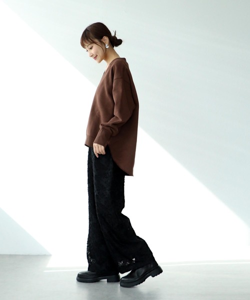Jines(ジネス)の「カットジャガードワイドパンツ(その他パンツ・レディース・ブラック/オフホワイト・38)」の9枚目の写真