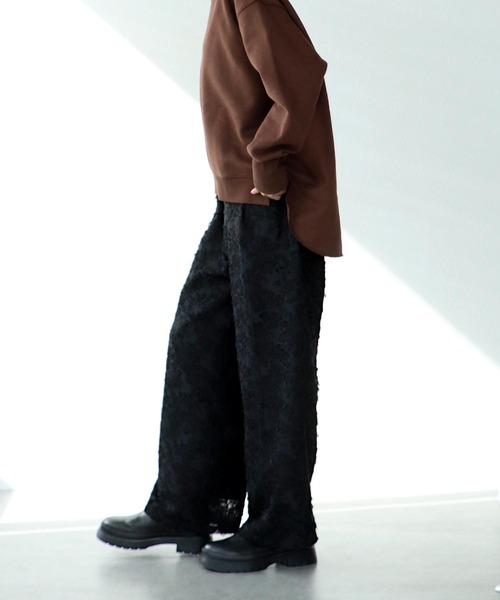 Jines(ジネス)の「カットジャガードワイドパンツ(その他パンツ・レディース・ブラック/オフホワイト・38)」の10枚目の写真