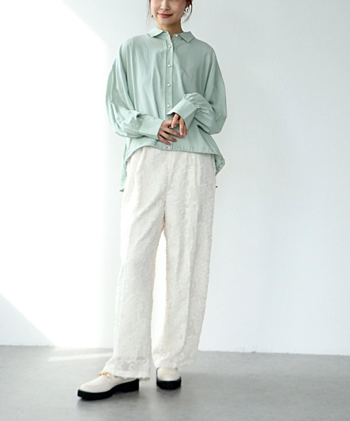 Jines(ジネス)の「カットジャガードワイドパンツ(その他パンツ・レディース・ブラック/オフホワイト・38)」の4枚目の写真