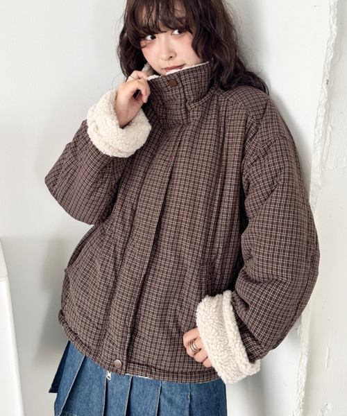 セール】チェックボアリバーシブルブルゾン（ブルゾン）｜SOLLON