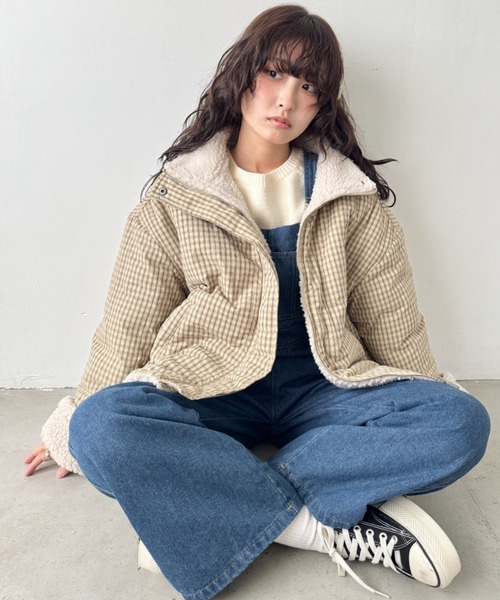 セール】チェックボアリバーシブルブルゾン（ブルゾン）｜SOLLON