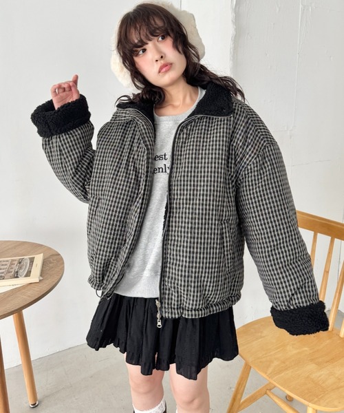セール】チェックボアリバーシブルブルゾン（ブルゾン）｜SOLLON