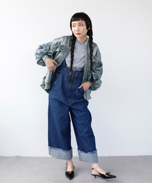 Three Four Time（ｽﾘｰﾌｫｰﾀｲﾑ）の「【tamaoworld】Embroidery jacket Swan（ブルゾン・レディース・ブルーグレー・FREE）」の7枚目の写真