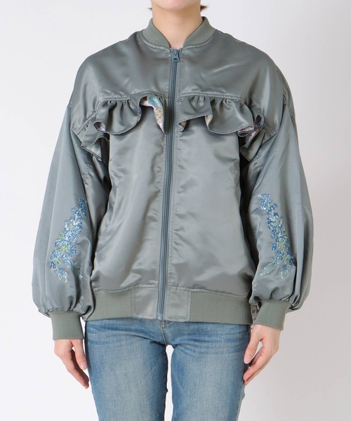 Three Four Time（ｽﾘｰﾌｫｰﾀｲﾑ）の「【tamaoworld】Embroidery jacket Swan（ブルゾン・レディース・ブルーグレー・FREE）」の15枚目の写真