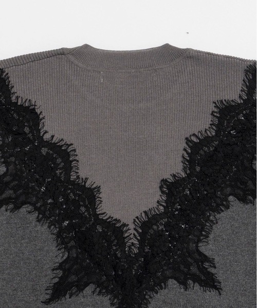 PRANK PROJECT（プランクプロジェクト）の「レースラインオーバーニット / Lace-Line Over-Knit（ニット/セーター・レディース・グレー/チャコールグレー/アイボリー・FREE）」の16枚目の写真
