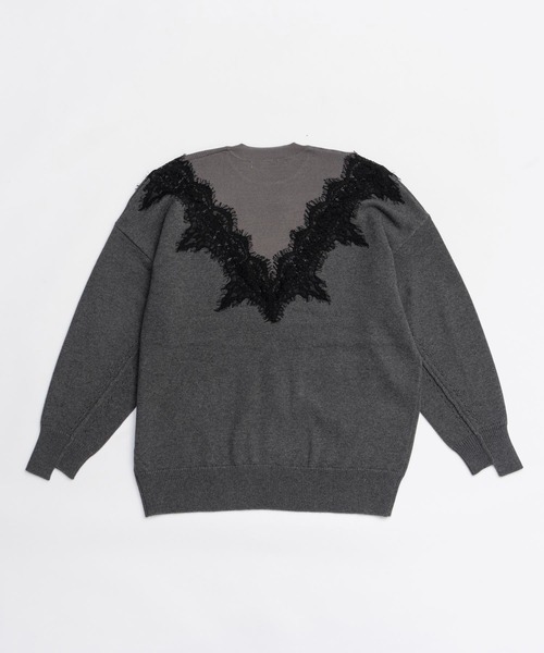 PRANK PROJECT（プランクプロジェクト）の「レースラインオーバーニット / Lace-Line Over-Knit（ニット/セーター・レディース・グレー/チャコールグレー/アイボリー・FREE）」の10枚目の写真