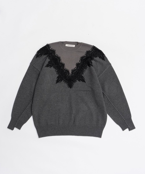PRANK PROJECT（プランクプロジェクト）の「レースラインオーバーニット / Lace-Line Over-Knit（ニット/セーター・レディース・グレー/チャコールグレー/アイボリー・FREE）」の12枚目の写真