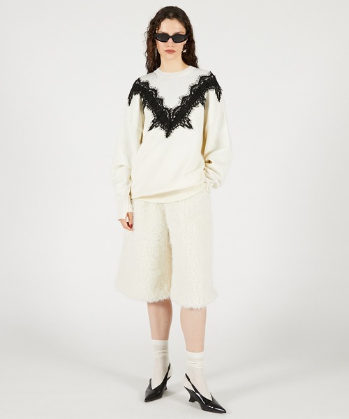 PRANK PROJECT（プランクプロジェクト）の「レースラインオーバーニット / Lace-Line Over-Knit（ニット/セーター・レディース・グレー/チャコールグレー/アイボリー・FREE）」の19枚目の写真