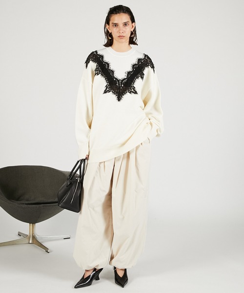 PRANK PROJECT（プランクプロジェクト）の「レースラインオーバーニット / Lace-Line Over-Knit（ニット/セーター・レディース・グレー/チャコールグレー/アイボリー・FREE）」の17枚目の写真