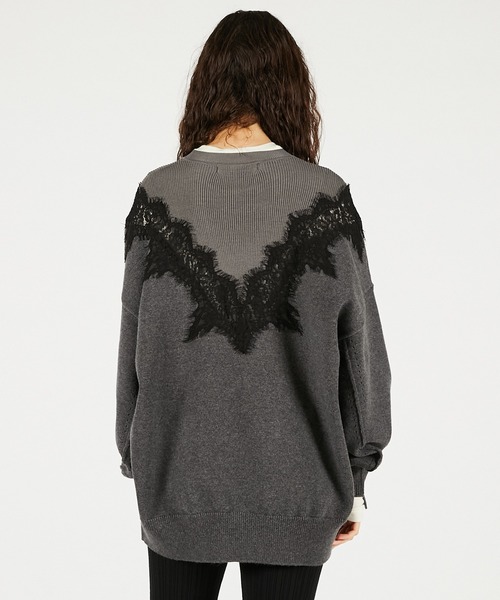 PRANK PROJECT（プランクプロジェクト）の「レースラインオーバーニット / Lace-Line Over-Knit（ニット/セーター・レディース・グレー/チャコールグレー/アイボリー・FREE）」の11枚目の写真
