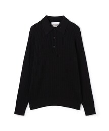 コットンシルク ポロカラー ケーブルニット