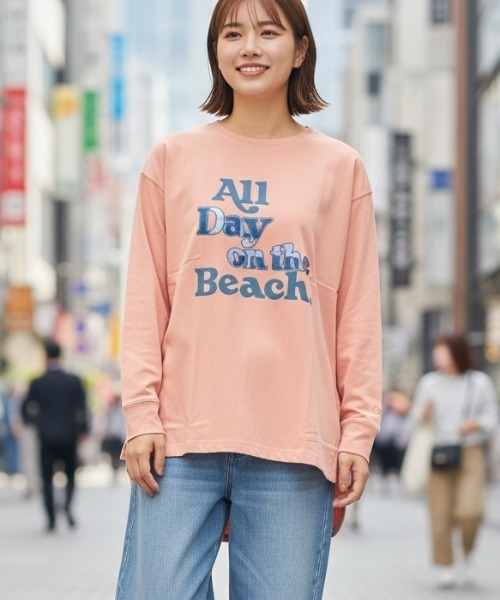 Ocean Pacific(オーシャンパシフィック)の「【OP:オーピー】レディースロングスリーブシャツ/ラウンドヘム(Tシャツ/カットソー・レディース・ピンク/イエロー/サックスブルー・MEDIUM/LARGE)」の3枚目の写真
