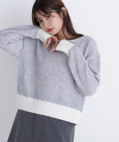 NATURAL BEAUTY BASIC(ナチュラルビューティーベーシック)の「◇配色リブボクシーニット(ニット/セーター・レディース・グリーン系その他3/ピンク系その他/グレー系その他・FREE)」の12枚目の写真