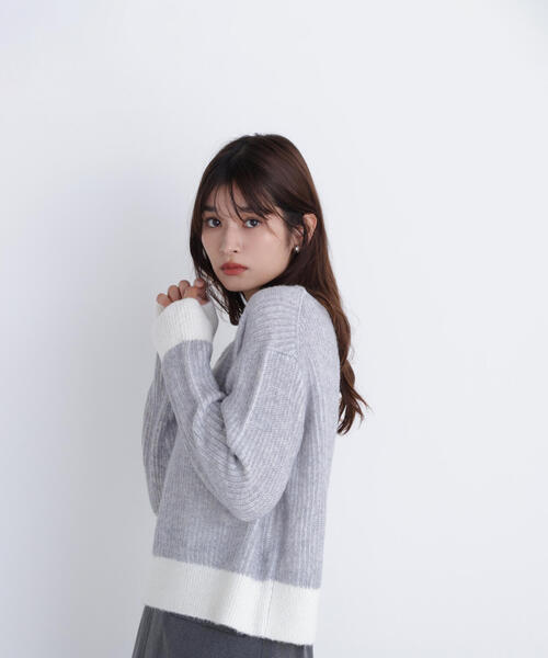 NATURAL BEAUTY BASIC(ナチュラルビューティーベーシック)の「◇配色リブボクシーニット(ニット/セーター・レディース・グリーン系その他3/ピンク系その他/グレー系その他・FREE)」の14枚目の写真