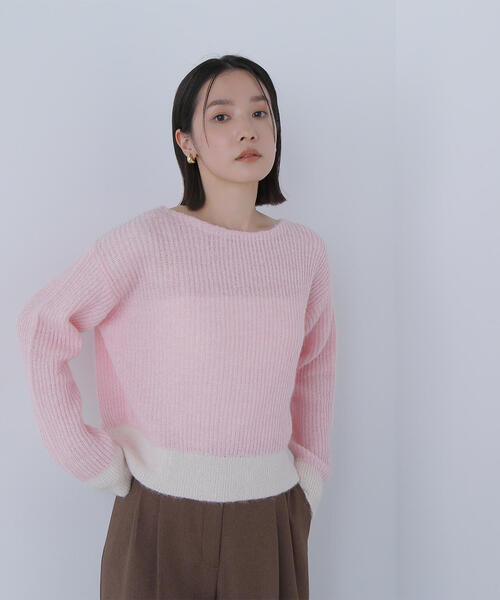 NATURAL BEAUTY BASIC(ナチュラルビューティーベーシック)の「◇配色リブボクシーニット(ニット/セーター・レディース・グリーン系その他3/ピンク系その他/グレー系その他・FREE)」の21枚目の写真
