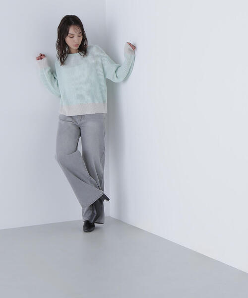 NATURAL BEAUTY BASIC(ナチュラルビューティーベーシック)の「◇配色リブボクシーニット(ニット/セーター・レディース・グリーン系その他3/ピンク系その他/グレー系その他・FREE)」の4枚目の写真