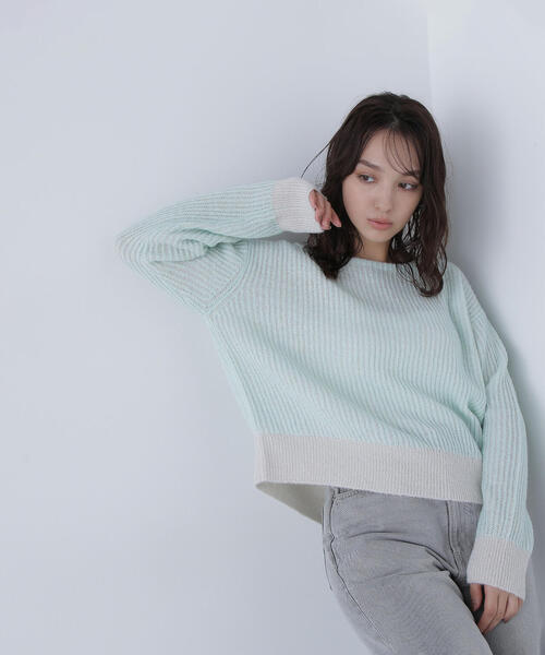 NATURAL BEAUTY BASIC(ナチュラルビューティーベーシック)の「◇配色リブボクシーニット(ニット/セーター・レディース・グリーン系その他3/ピンク系その他/グレー系その他・FREE)」の5枚目の写真