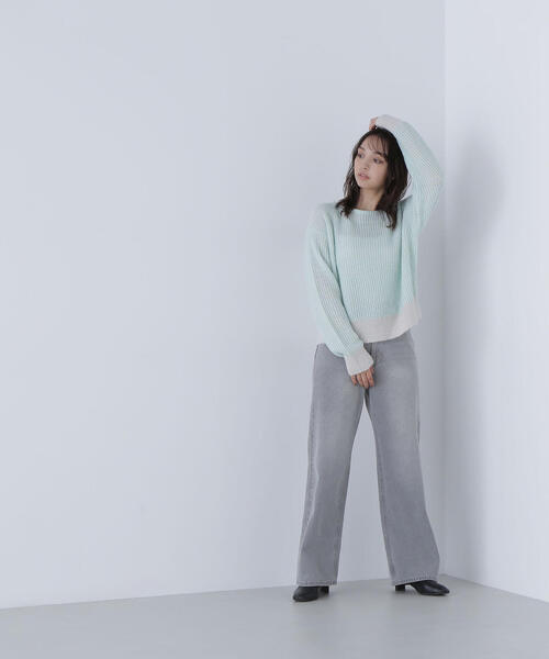 NATURAL BEAUTY BASIC(ナチュラルビューティーベーシック)の「◇配色リブボクシーニット(ニット/セーター・レディース・グリーン系その他3/ピンク系その他/グレー系その他・FREE)」の6枚目の写真