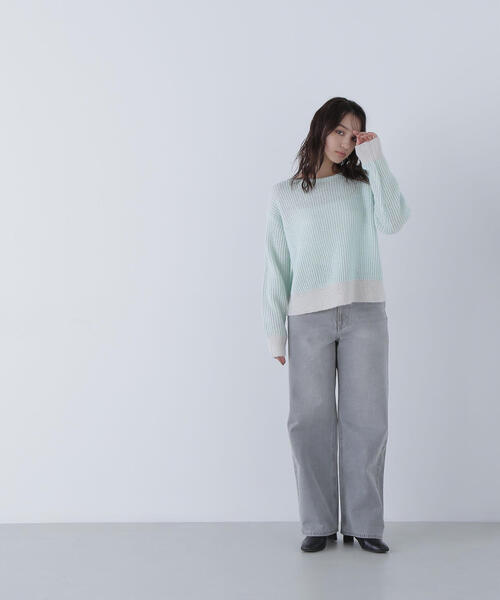 NATURAL BEAUTY BASIC(ナチュラルビューティーベーシック)の「◇配色リブボクシーニット(ニット/セーター・レディース・グリーン系その他3/ピンク系その他/グレー系その他・FREE)」の8枚目の写真