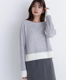 ◇配色リブボクシーニット