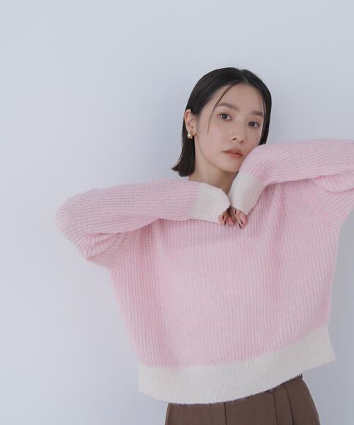 セール】◇配色リブボクシーニット（ニット/セーター）｜NATURAL