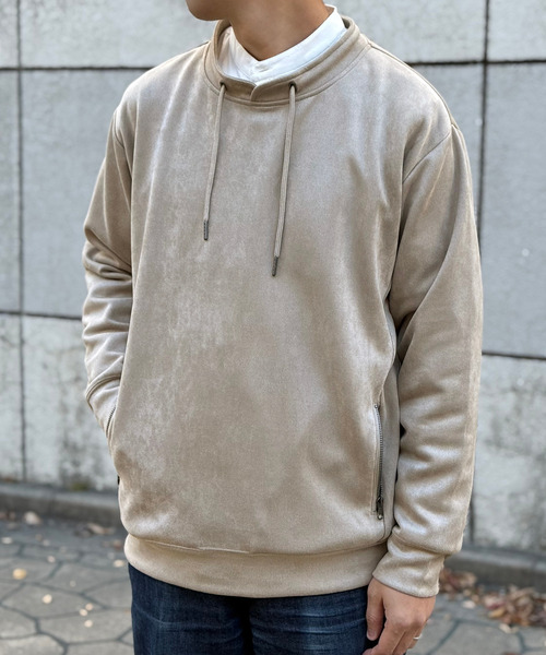 ikka(イッカ)の「【雑誌掲載】GOKU楽スエードジップルーイカラー【抗菌防臭/吸水速乾】【芸能人着用】(スウェット・メンズ・チャコール/キャメル/カーキ/グレイッシュベージュ/ブルー・M/L/XL/S)」の3枚目の写真