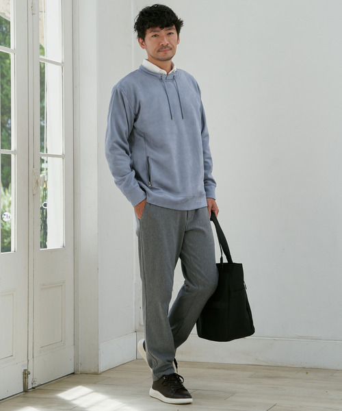 ikka(イッカ)の「【雑誌掲載】GOKU楽スエードジップルーイカラー【抗菌防臭/吸水速乾】【芸能人着用】(スウェット・メンズ・チャコール/キャメル/カーキ/グレイッシュベージュ/ブルー・M/L/XL/S)」の8枚目の写真