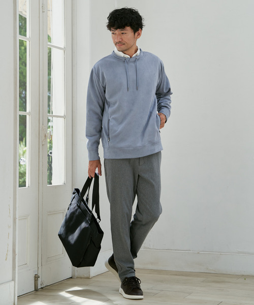 ikka(イッカ)の「【雑誌掲載】GOKU楽スエードジップルーイカラー【抗菌防臭/吸水速乾】【芸能人着用】(スウェット・メンズ・チャコール/キャメル/カーキ/グレイッシュベージュ/ブルー・M/L/XL/S)」の10枚目の写真