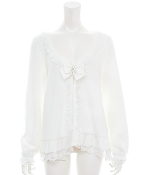 Secret Honey（シークレットハニー）の「シャギーバックレースアップカーディガン（カーディガン/ボレロ・レディース・ブラック/オフホワイト/ピンク・FREE）」の9枚目の写真