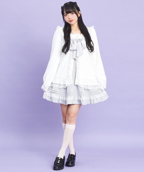 Secret Honey（シークレットハニー）の「シャギーバックレースアップカーディガン（カーディガン/ボレロ・レディース・ブラック/オフホワイト/ピンク・FREE）」の15枚目の写真