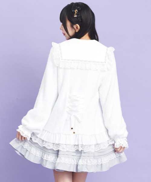 Secret Honey（シークレットハニー）の「シャギーバックレースアップカーディガン（カーディガン/ボレロ・レディース・ブラック/オフホワイト/ピンク・FREE）」の14枚目の写真