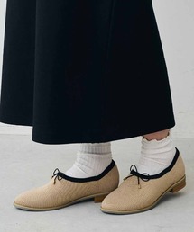 Live in comfort | リブ　イン　コンフォート　はまじとコラボ　　ほんのりラメが上品な　リボンニットシューティ〈ベージュ〉(パンプス)