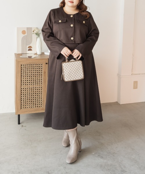 CLETTEオリジナルショートジャケット＆ワンピースセット　グレー　LL CLETTEオリジナルショートジャケット＆ワンピースセット