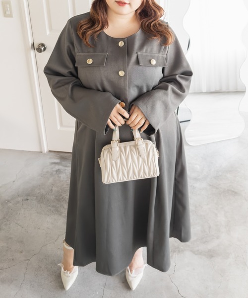 CLETTEオリジナルショートジャケット＆ワンピースセット　グレー　LL CLETTEオリジナルショートジャケット＆ワンピースセット グレー LL